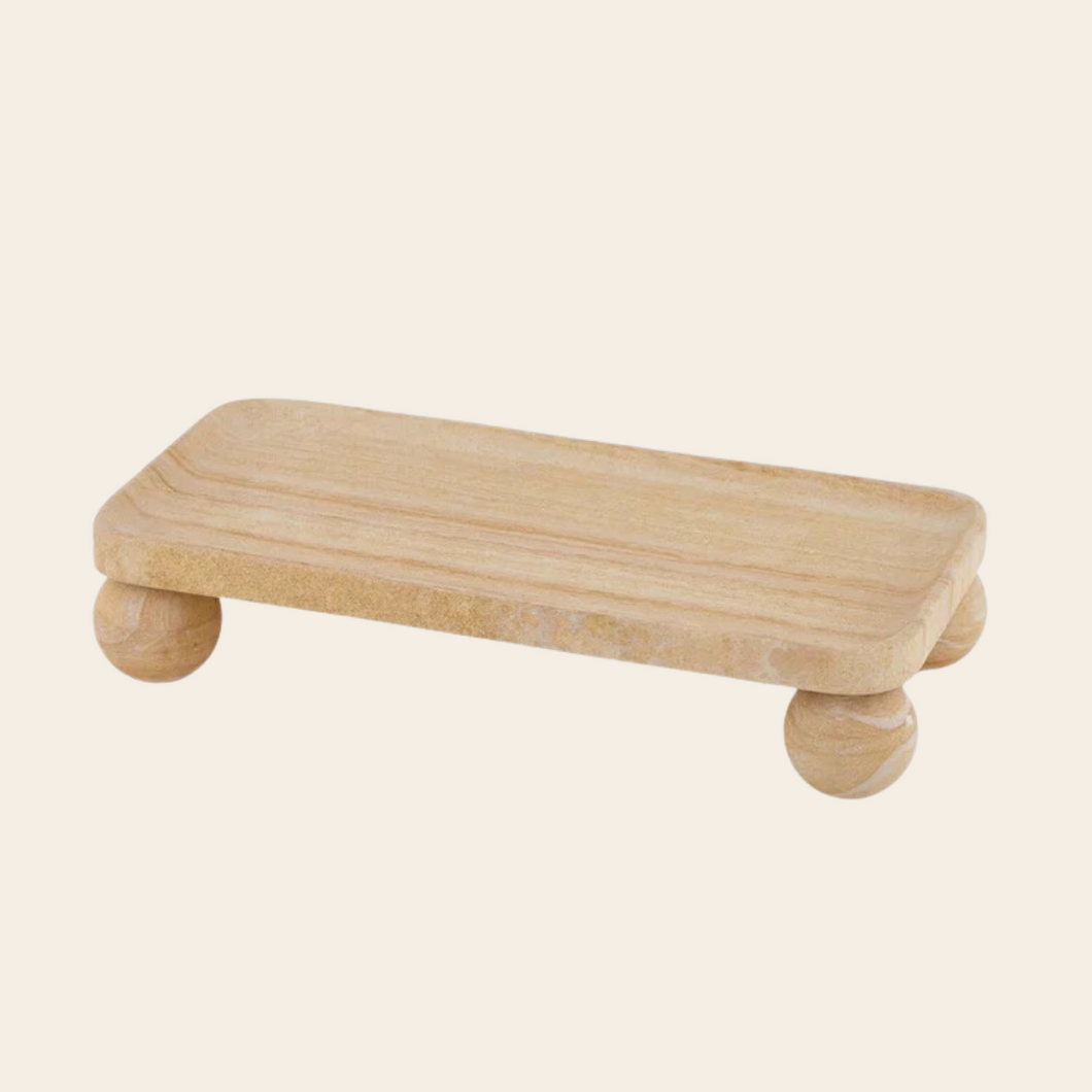 Uma Sandstone Footed Tray | Tan