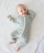 Load image into Gallery viewer, Organic Cotton Growsuit | Forest Green Stripes
