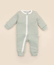 Load image into Gallery viewer, Organic Cotton Growsuit | Forest Green Stripes
