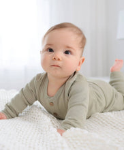 Load image into Gallery viewer, Organic Cotton Waffle Long Sleeve Bodysuit | Sage Green
