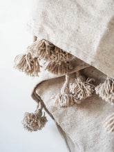 Load image into Gallery viewer, Moroccan Pom Pom Throw Blanket | Beige 250x150cm
