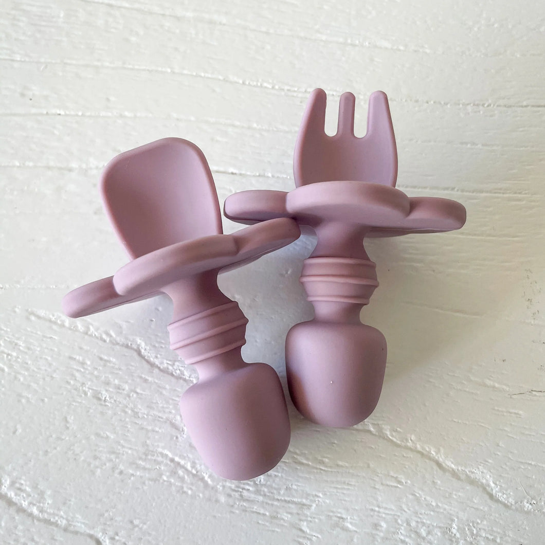 Easy-grip BLW spoon & fork set | Rose