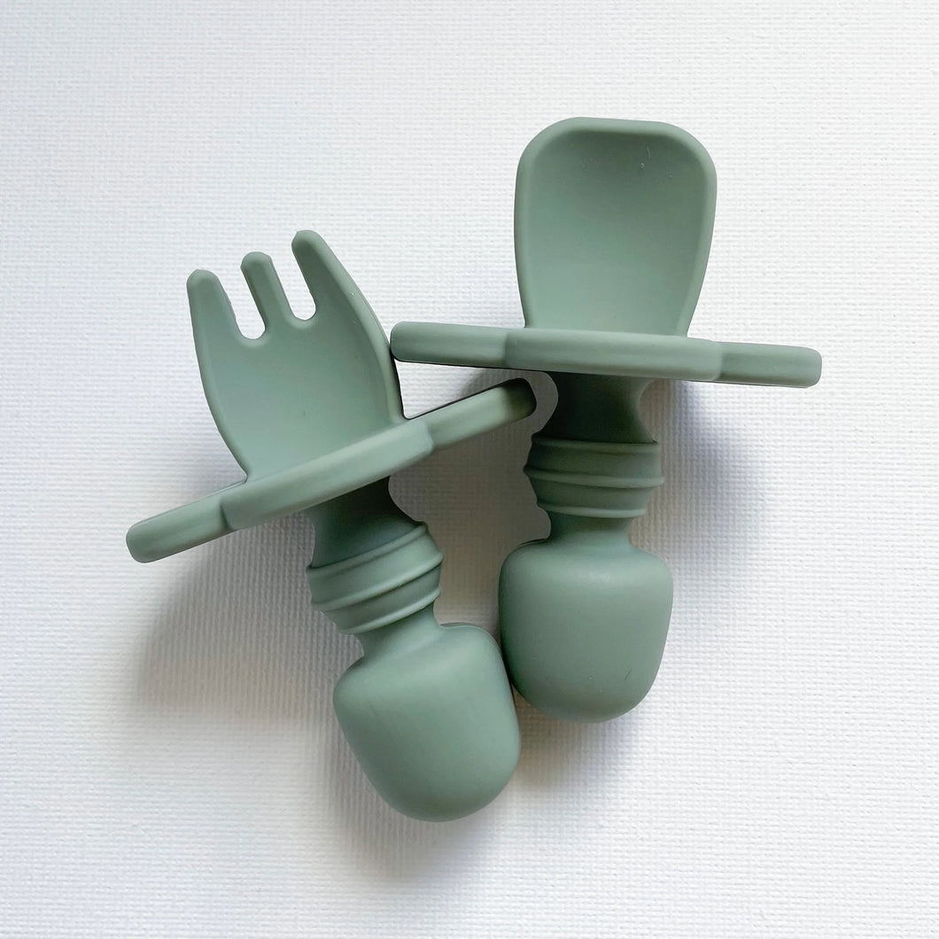 Easy-grip BLW spoon & fork set | Sage