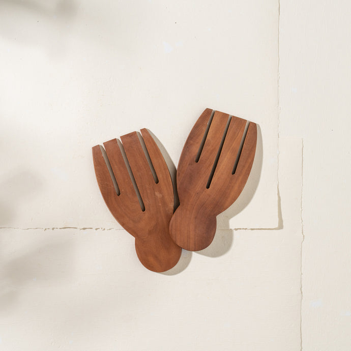 Recycled Sapodilla Wood Hand Salad Servers