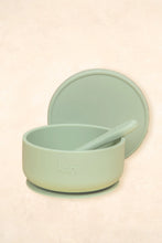 Load image into Gallery viewer, Silicone Suction Bowl with lid + Spoon Set | Sage

