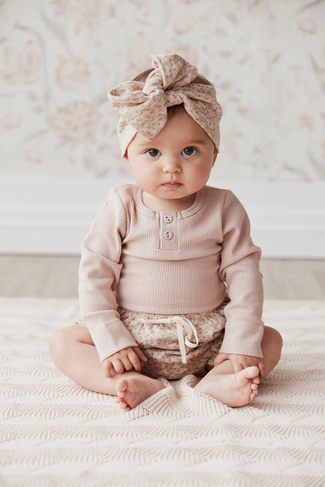 Organic Cotton Fine Rib Bodysuit - Dusky Rose