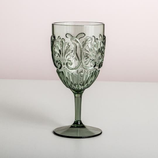 green acrylic wine glass