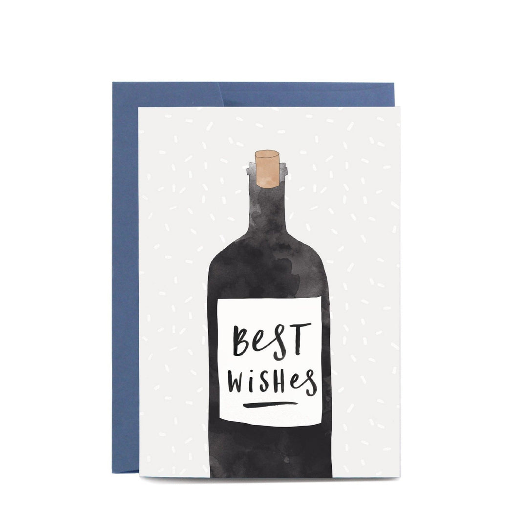 Best Wishes Wine Bottle Greeting Card