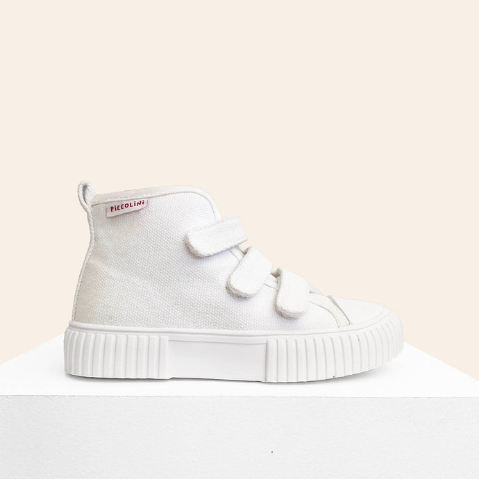 100% organic cotton high top sneakers in white