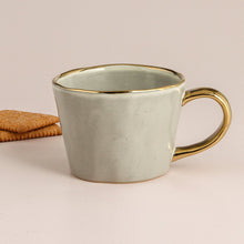 Load image into Gallery viewer, hand glazed mug with gold rim and handle

