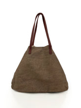 Load image into Gallery viewer, natural carryall jute tote bag khaki
