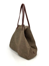Load image into Gallery viewer, natural carryall jute tote bag khaki
