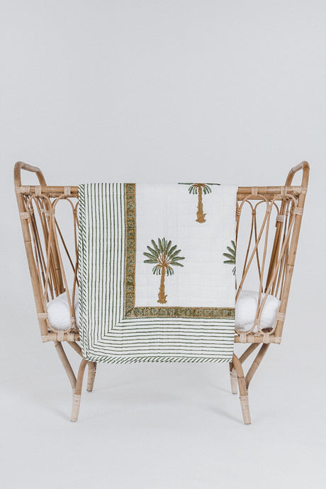 Kantha Cot Quilt | Green Palm Springs