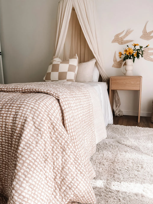 King Single | Cotton Filled Quilt - Half Moon