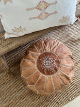 Load image into Gallery viewer, leather Moroccan ottoman, pouffe
