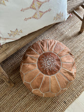 Load image into Gallery viewer, leather Moroccan ottoman, pouffe
