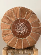 Load image into Gallery viewer, leather Moroccan ottoman, pouffe

