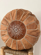 Load image into Gallery viewer, leather Moroccan ottoman, pouffe
